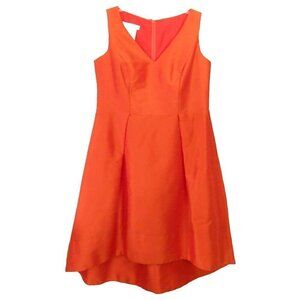 Alfred Sung Mandarin Orange Satin Sleeveless Lined Hi-Low Cocktail Dress Size 12